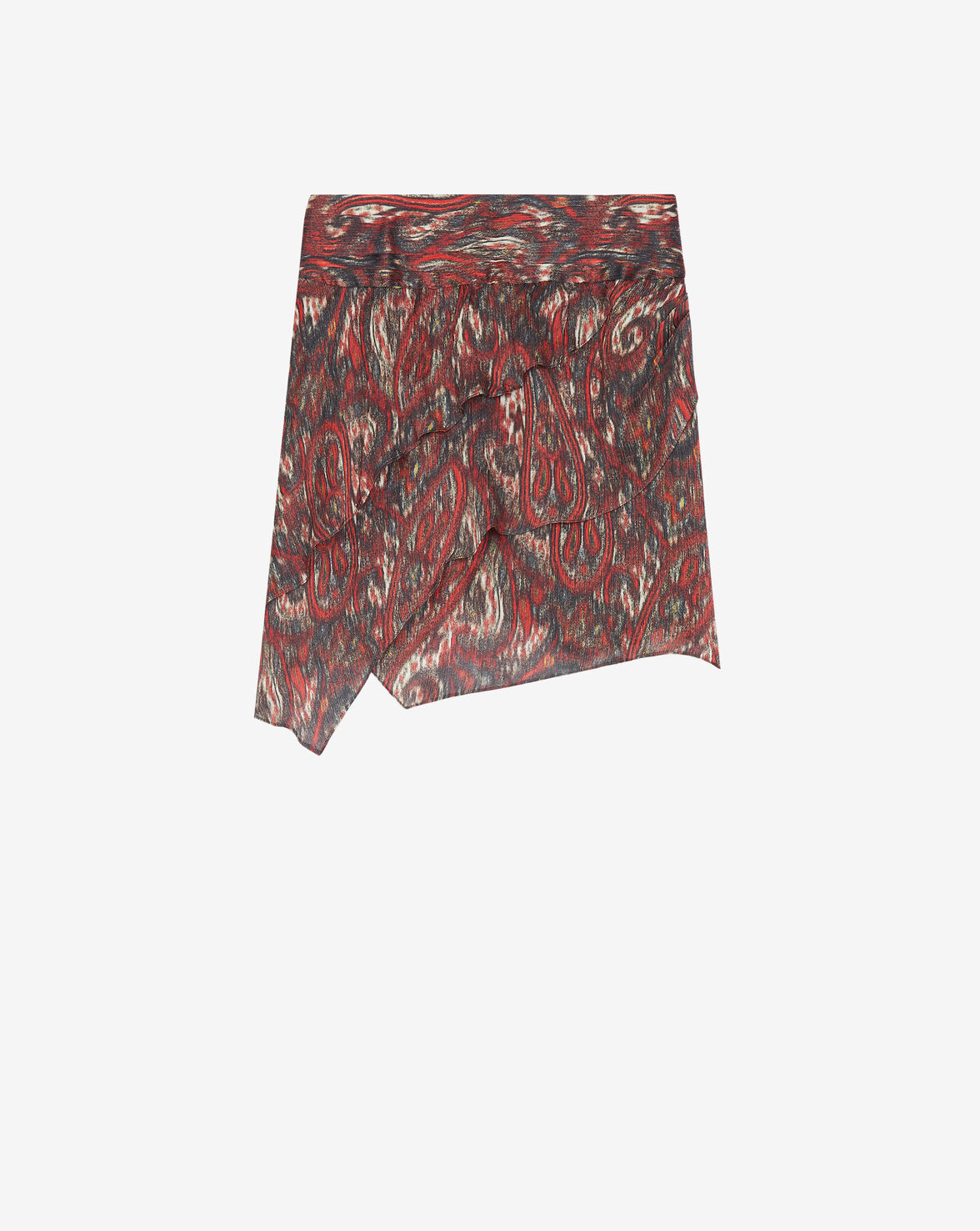 Iro Zully Ruffled Print Skirt In Mixed Red