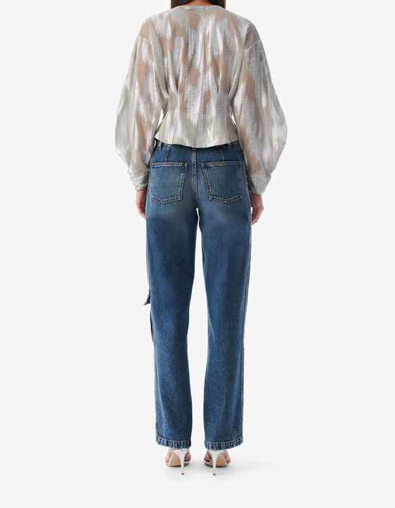 LUREX PLEATED SLEEVE TOP