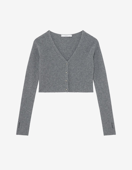 CROPPED RIBBED CARDIGAN