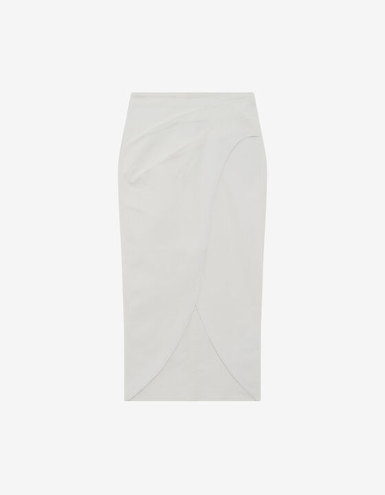 FADED DENIM MIDI SKIRT