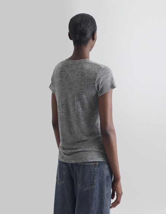 V-NECK LINEN T-SHIRT
