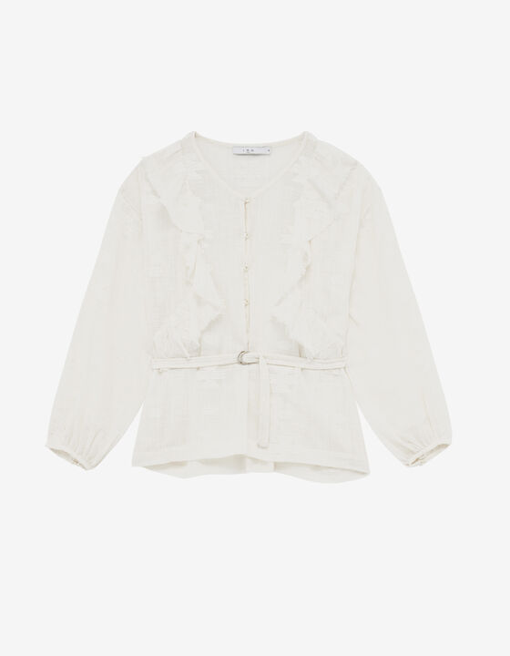 BELTED RUFFLED TOP