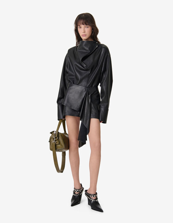 JUPE ASYM&Eacute;TRIQUE EN CUIR