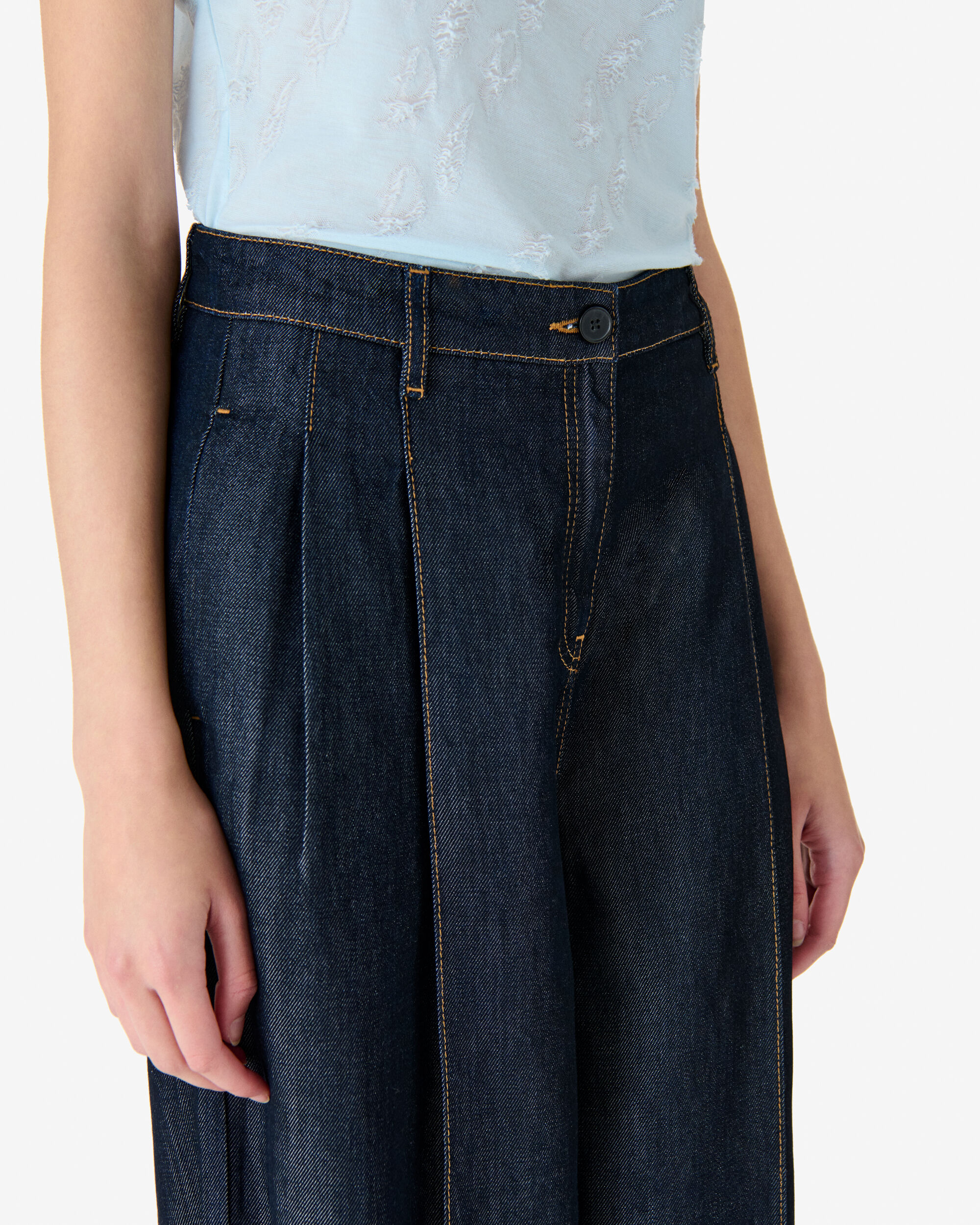 REMY women blue tencel satin denim wide-leg pants | IRO