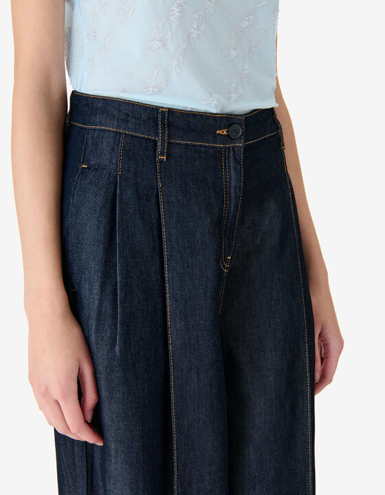 WIDE-LEG SATIN DENIM PANTS