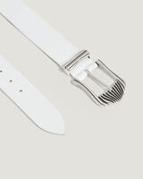 HECATE RIBBED SILVER BUCKLE LEATHER BELT  image number null