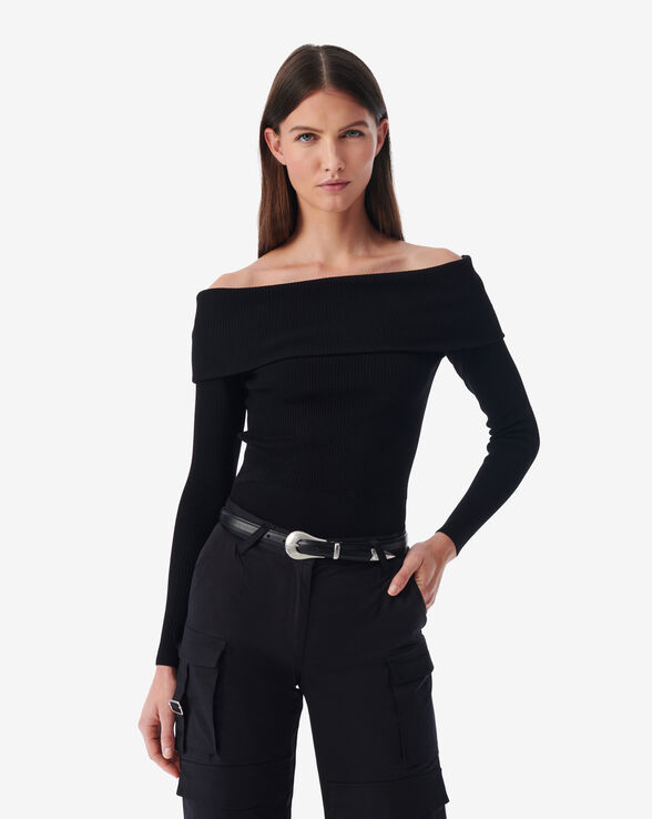 ACELIA OFF-THE-SHOULDER RIBBED SWEATER