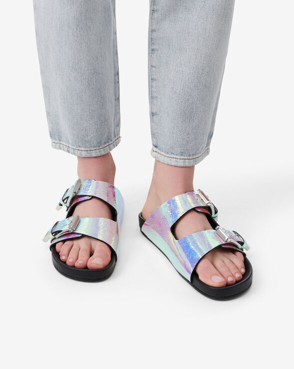 BILLIE HOLOGRAPHIC FLAT MULES