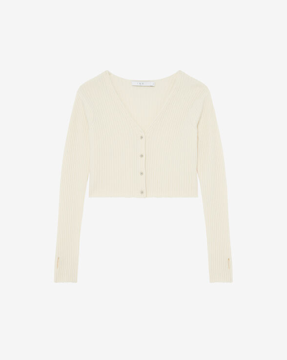 KEYRA CROPPED RIBBED CARDIGAN