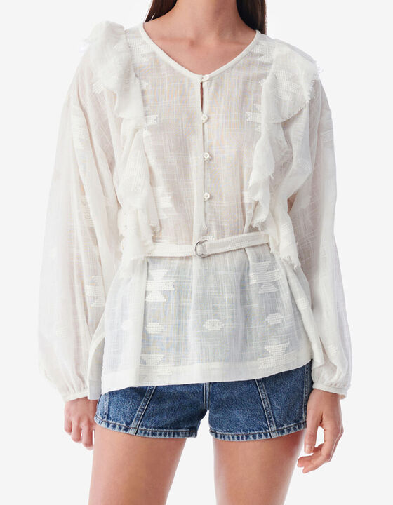 BELTED RUFFLED TOP