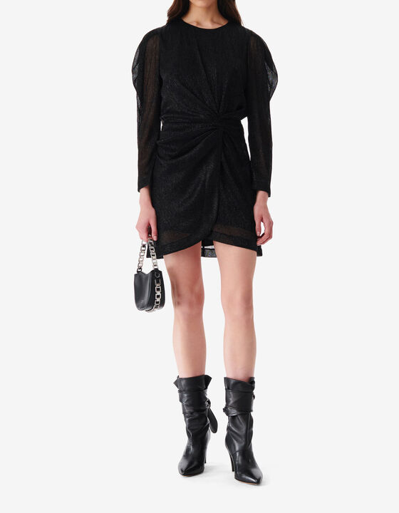 SHORT DRAPED ROUND-NECK DRESS