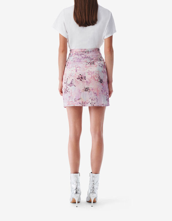 JUPE COURTE EN SOIE IMPRIM&Eacute;E