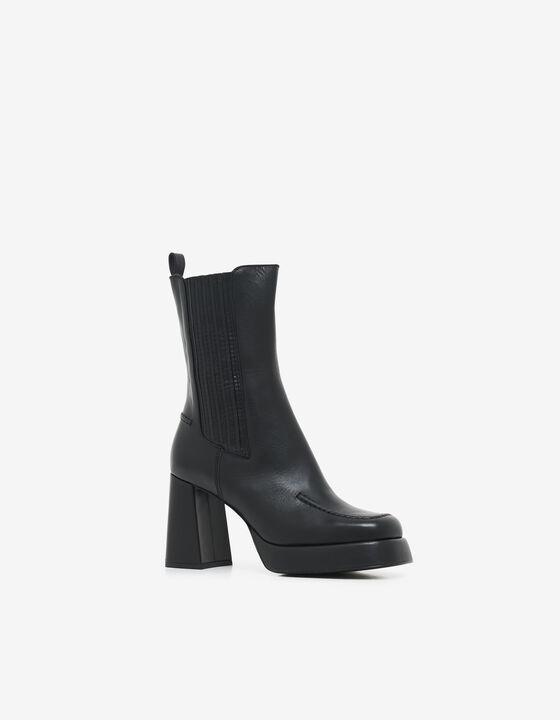 LEATHER PLATFORM ANKLE BOOTS