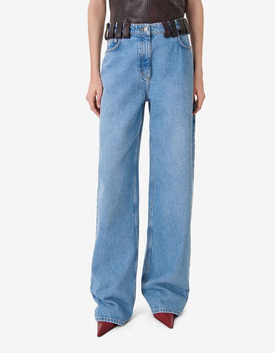 LEATHER BELT-LOOP JEANS