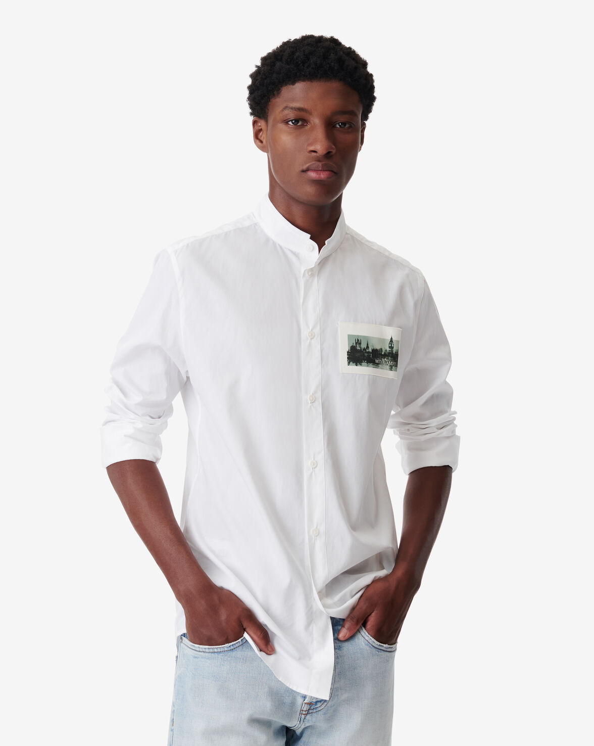 Iro Ronan Mandarin Collar Shirt In White