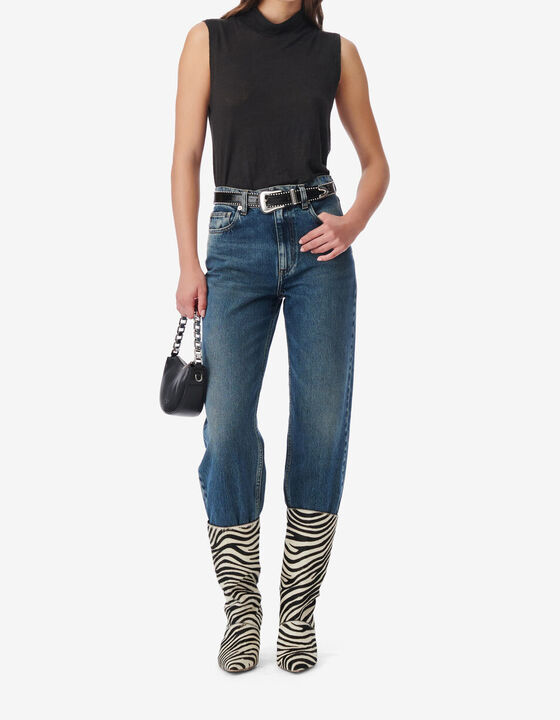 HIGH-NECK LINEN TANK TOP