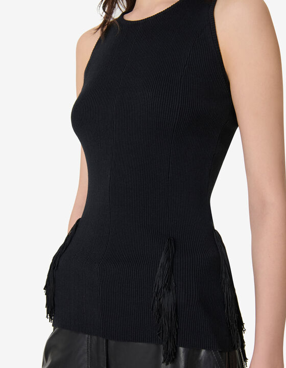 SLEEVELESS FRINGED TOP