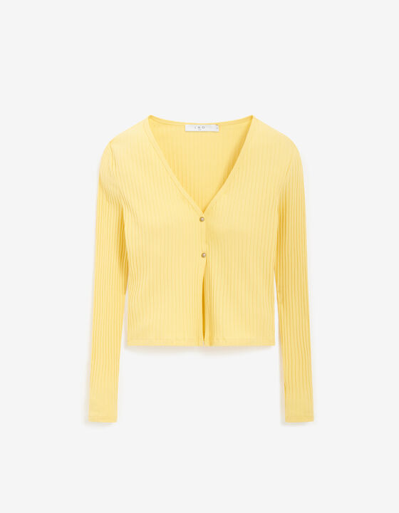 RIBBED V-NECK CARDIGAN