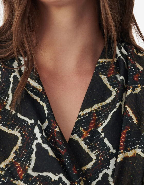 DRAPED PYTHON PRINT DRESS