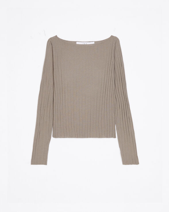 LEOTIE RIBBED BOAT NECK SWEATER