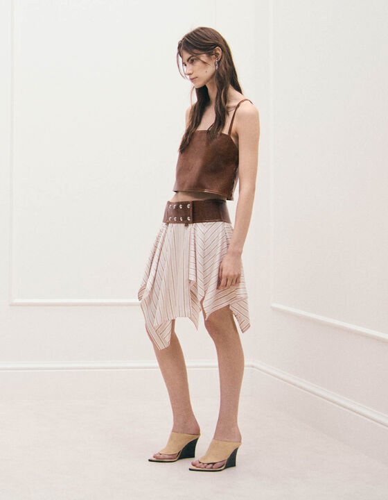 ASYMMETRICAL STRIPED SKIRT