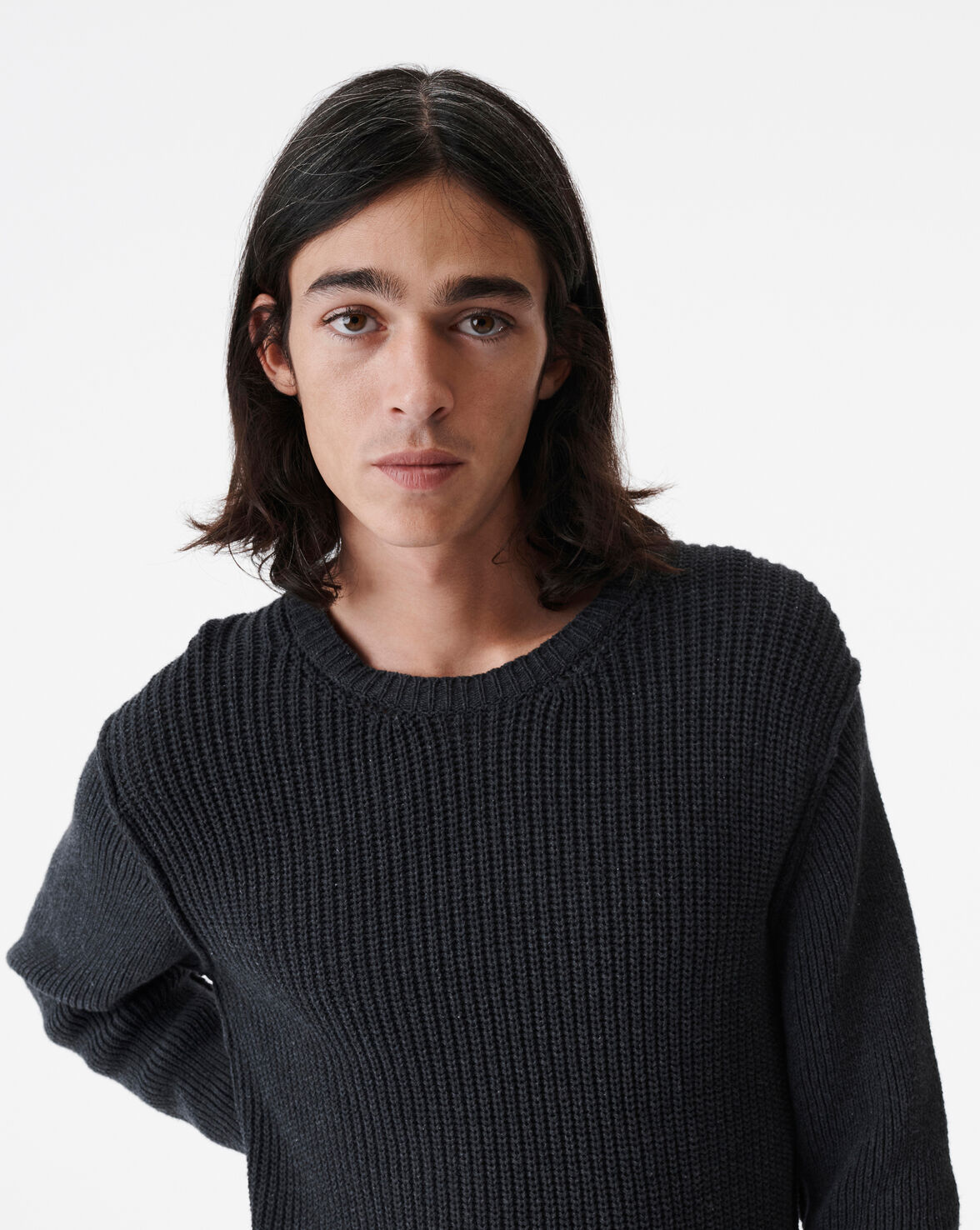 Iro Jokol Distressed Round Neck Sweater In Black