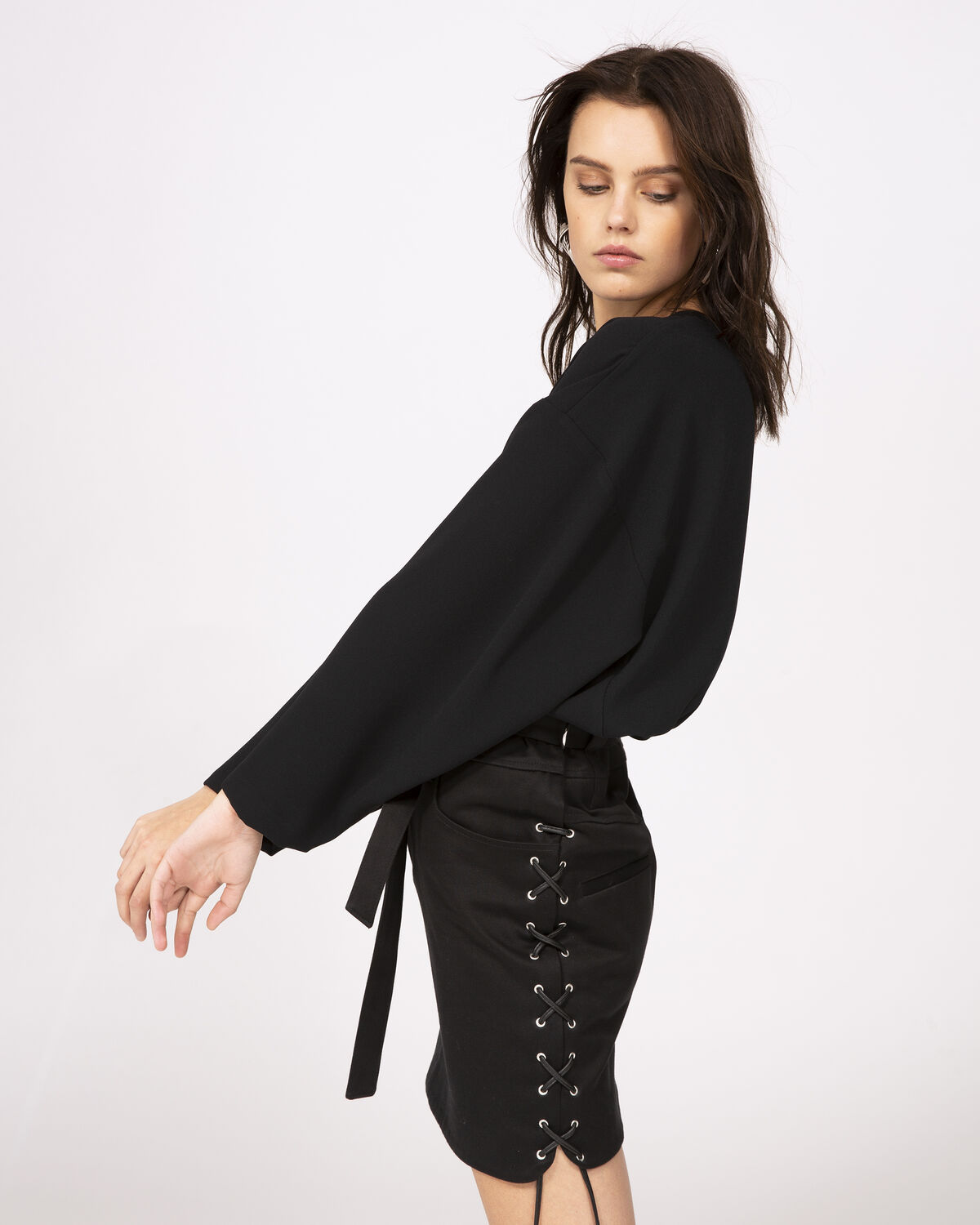 Photo of IRO Paris Lithe Top Black - This Long-sleeve Top Is A Must This Season. Combine It With A Skirt For A Glamorous Look, Or Leather Pants For A Resolutely Rock Look. Shirts-Tops