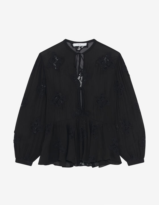 EMBROIDERED TOP WITH TIES