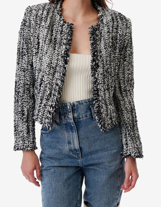 ROUND-NECK TWEED JACKET