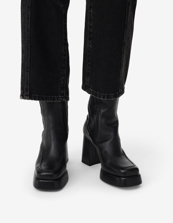 LEATHER PLATFORM ANKLE BOOTS