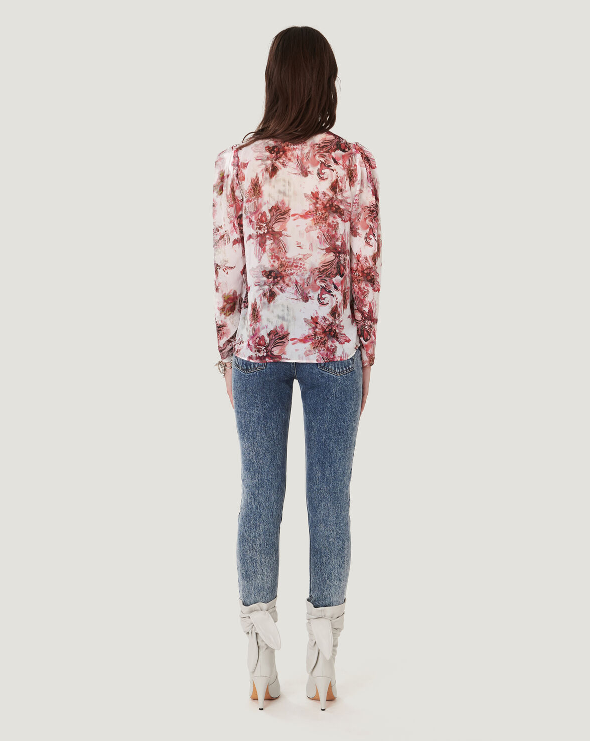 SYLA PRINTED PUFF SLEEVE BLOUSE TOP image number null