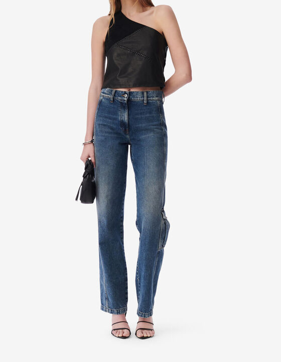 ASYMMETRICAL LEATHER TOP