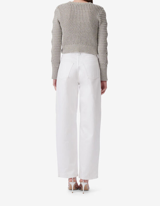 ROUND-NECK CABLE-KNIT SWEATER