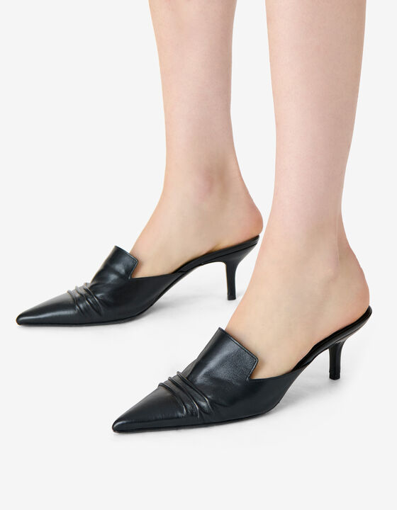 PLEATED HEELED MULES