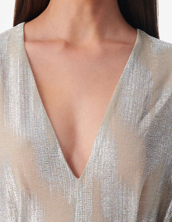 LUREX PLEATED SLEEVE TOP