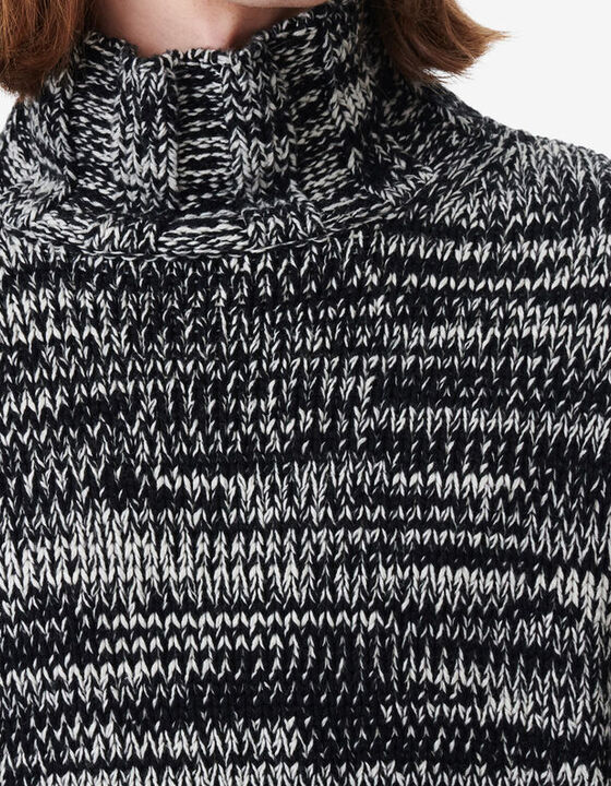 TWO-TONE HIGH-NECK SWEATER