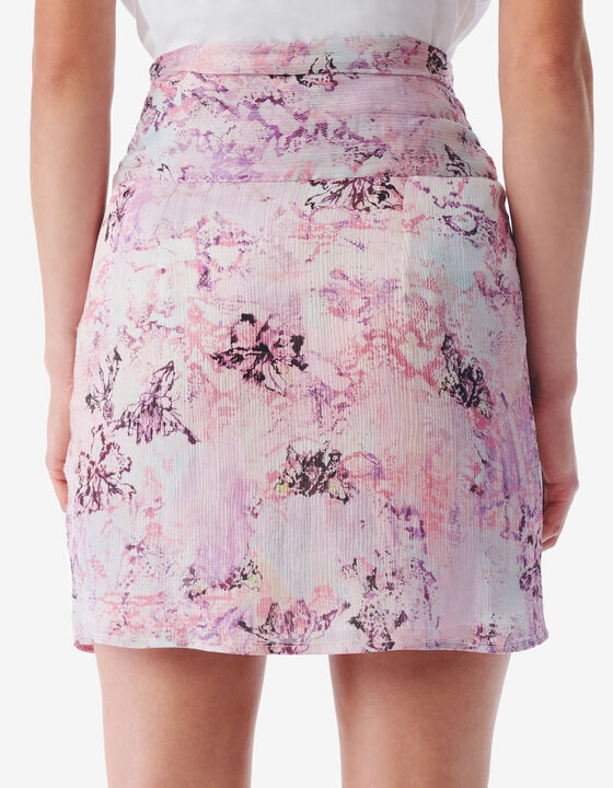 JUPE COURTE EN SOIE IMPRIM&Eacute;E