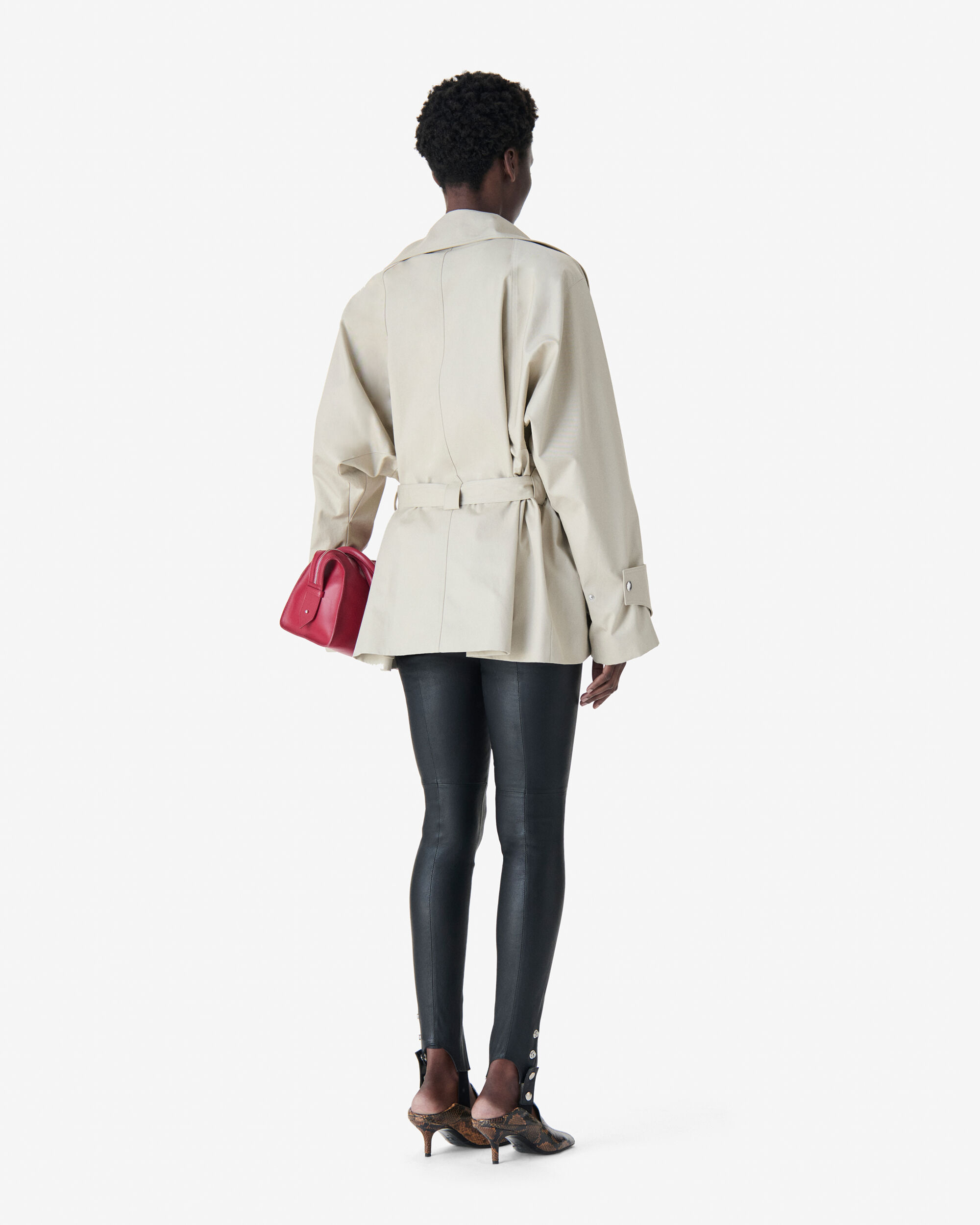 RALYA women beige cotton short belted trench coat | IRO