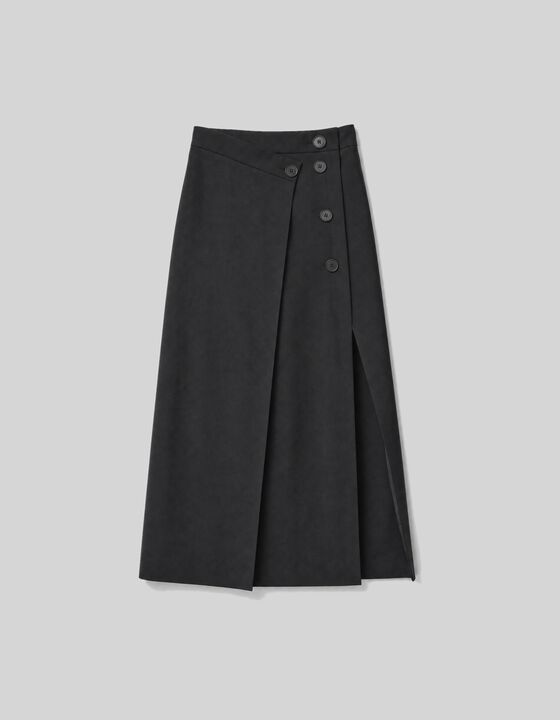 ASYMMETRICAL MIDI SKIRT