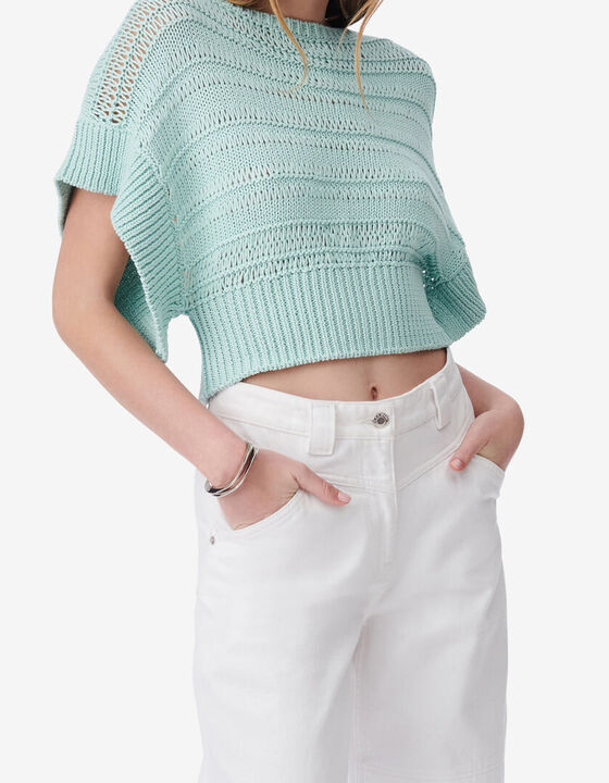 RUFFLED SLEEVELESS SWEATER