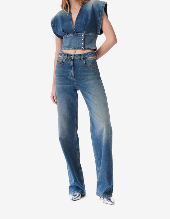 TOP EN DENIM &Agrave; ENCOLURE EN V