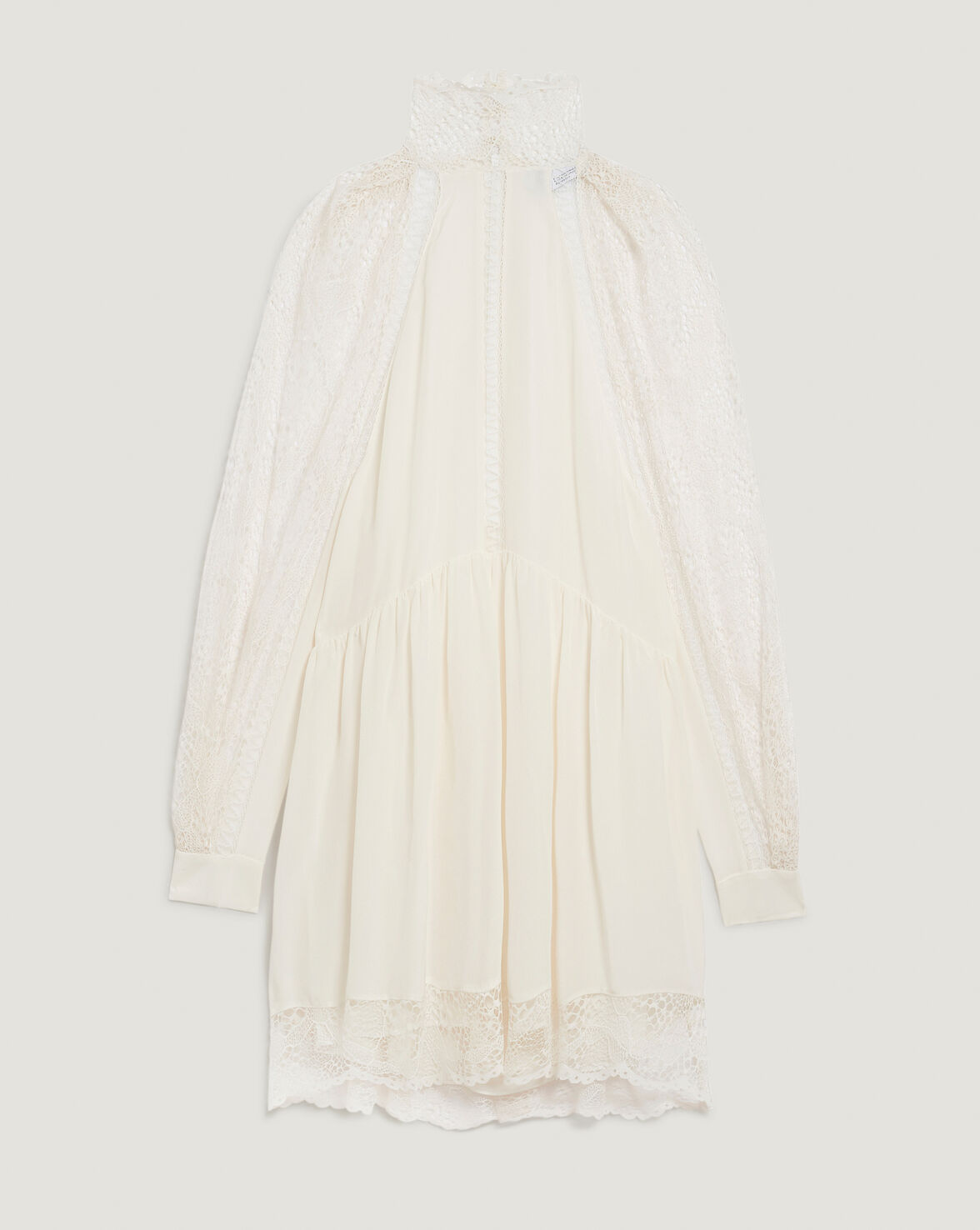 DEORRO LACE PUFF SLEEVE HIGH NECK MINI DRESS image number null