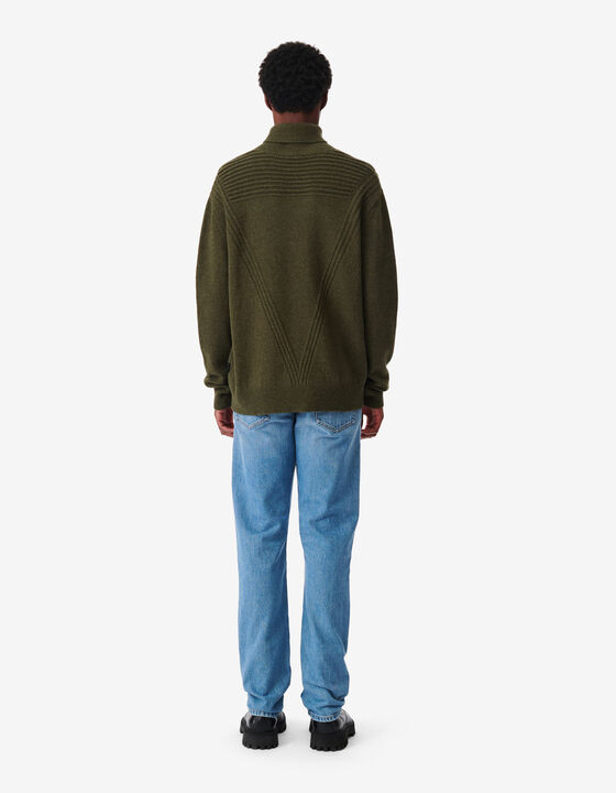 WOOL STAND-UP COLLAR SWEATER