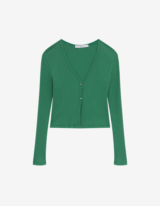 RIBBED V-NECK CARDIGAN