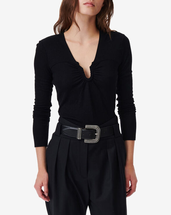 HALLYA DRAPED V-NECK TOP