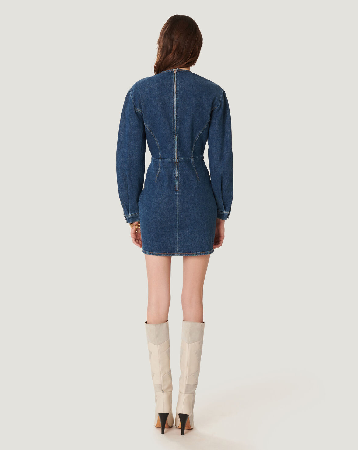 LENAY LONG SLEEVE DENIM MINI DRESS image number null