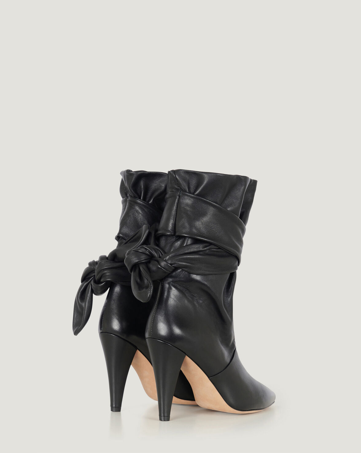 NORI ANKLE TIE POINTED LEATHER BOOTIE image number null