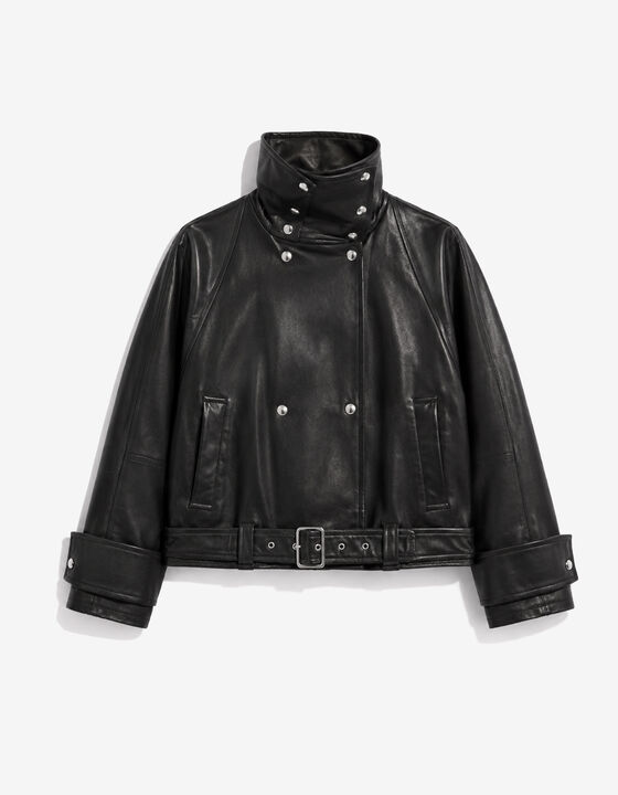 SHORT LEATHER TRENCH COAT