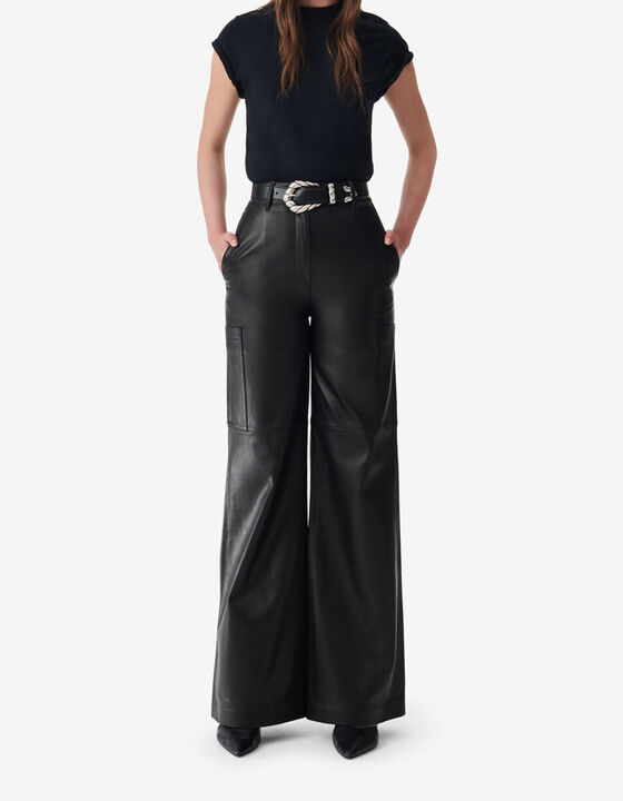 PANTALON CARGO EN CUIR