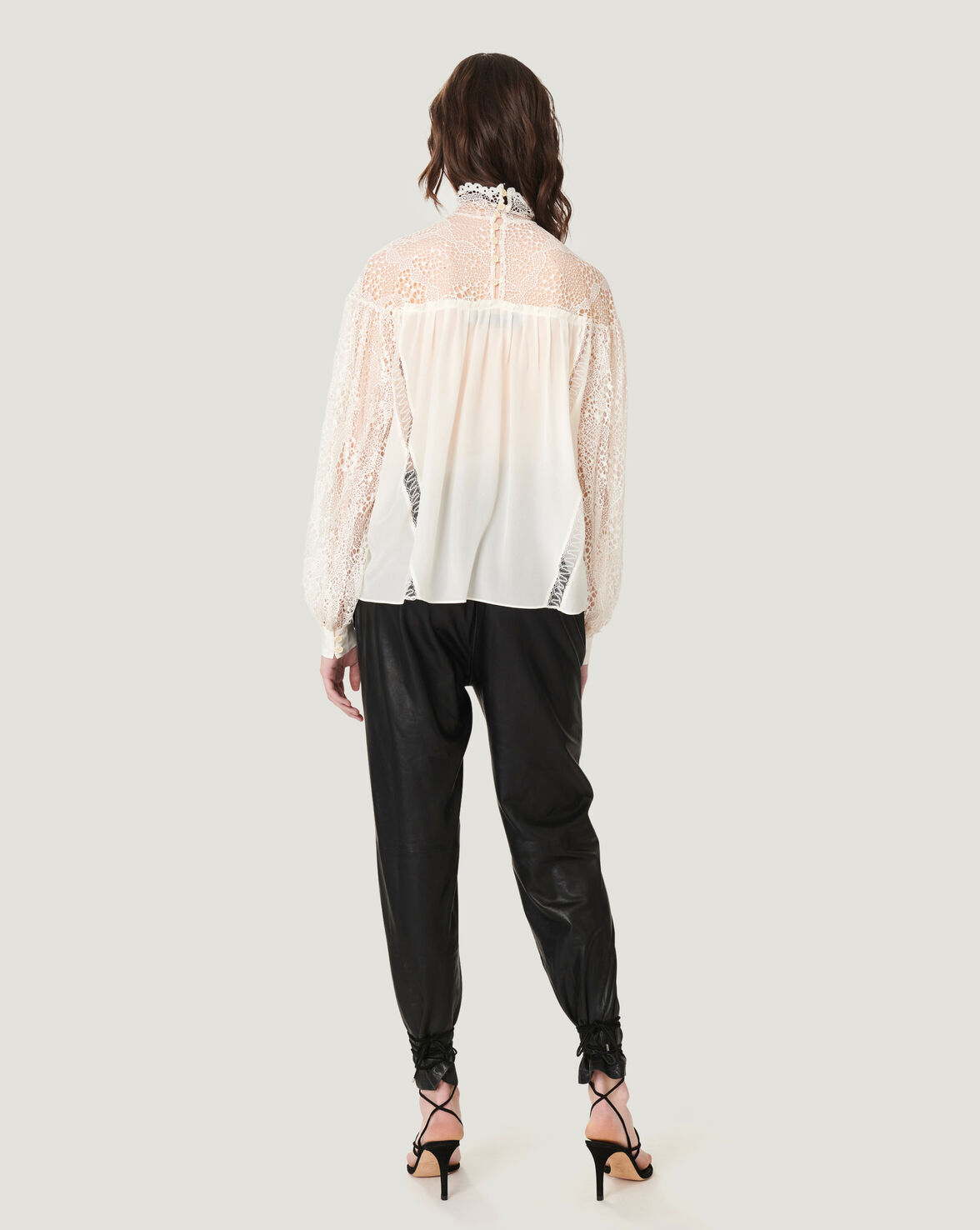 DIGWED OPEN LACE HIGH NECK TOP image number null